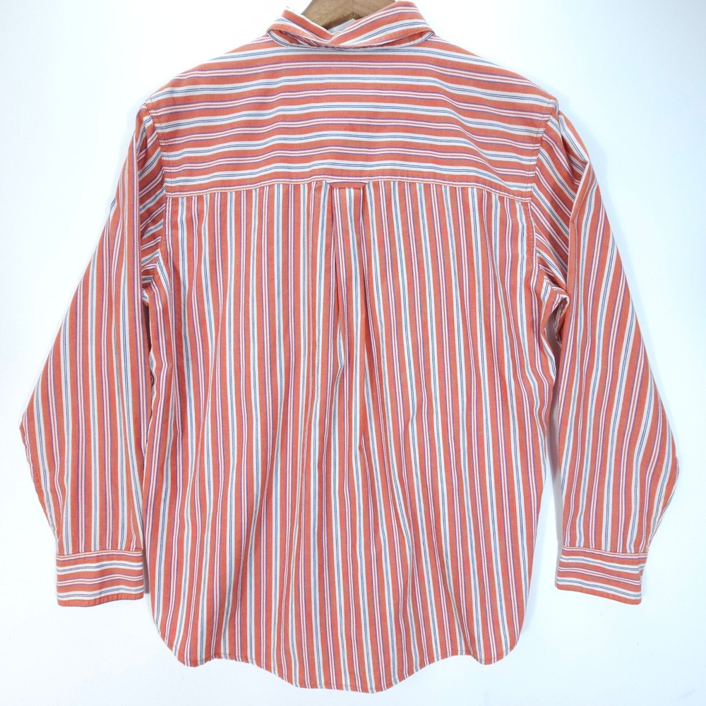 Chaps Shirt Mens L Orange Striped Y2K Button Down Long Sleeve Pocket Preppy - Picture 2 of 6